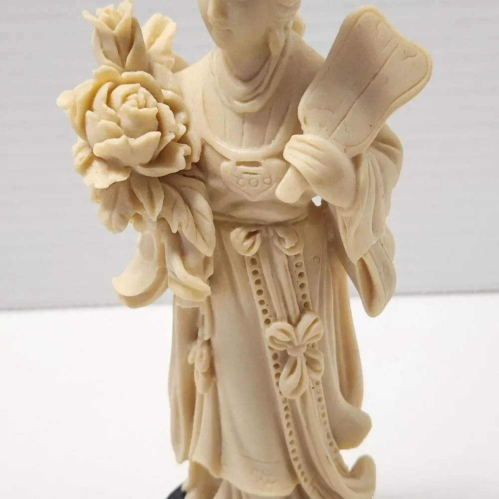 Set of 3 Chinese Resin Maiden Figurines Statues 7.5” Vintage